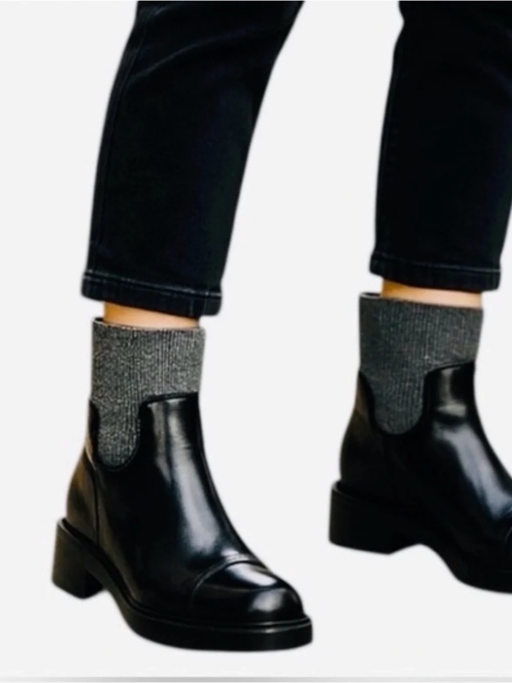 J. Crew Black Spazzo Ribbed-knit Cuff Boot Size 9.5